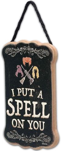 العلامات التجارية المفتوحة على الطريق Disney Hocus Pocus I Put a Spell On You معلقة ديكور حائط خشبي - علامة أخوات ساندرسون المخيفة لتزيين الهالوين in Kuwait