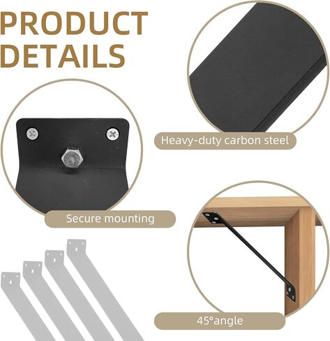 Angle Brackets 4 Pcs 7.3" Inside Mount 45-Degree Angle Corner Braces Inside Joint for Wood Post and Beam Desk Edge Box Pergola Gazebo DIY Kit in Saudi Arabia