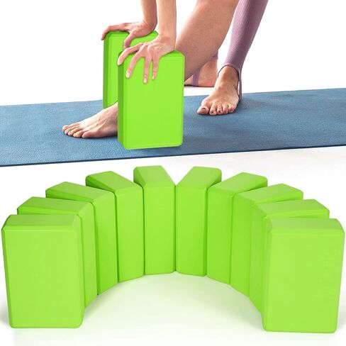 10 Pcs Yoga Blocks Bulk EVA Foam Blocks High Density Foam Brick Yoga Accessories, Improve Strength and Aid Balance and Flexibility, Supportive Soft Non Slip Surface for Pilates (Green) in Saudi Arabia