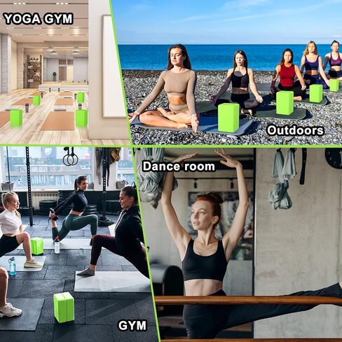 10 Pcs Yoga Blocks Bulk EVA Foam Blocks High Density Foam Brick Yoga Accessories, Improve Strength and Aid Balance and Flexibility, Supportive Soft Non Slip Surface for Pilates (Green) in Saudi Arabia