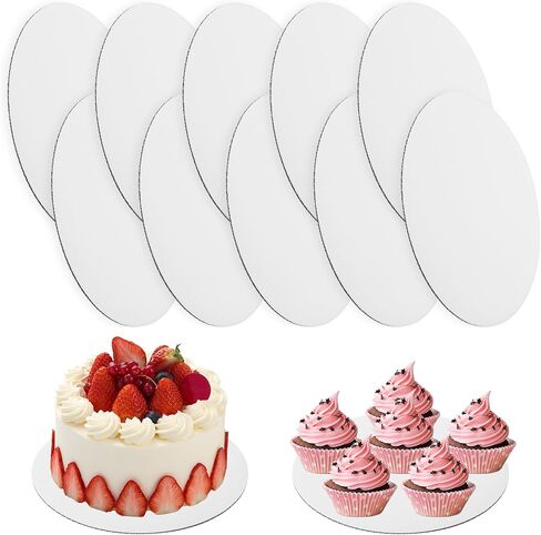 Yolev 10 PCS Round Cake Boards 10 Inch Food-Graded Cardboard Cake Plate White Cake Rounds Cake Base Waterproof and Oil-proof Cake Tray Cake Circles for Cake DIY, Dessert and Crafts Display in Saudi Arabia