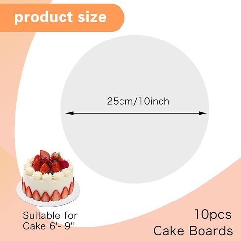 Yolev 10 PCS Round Cake Boards 10 Inch Food-Graded Cardboard Cake Plate White Cake Rounds Cake Base Waterproof and Oil-proof Cake Tray Cake Circles for Cake DIY, Dessert and Crafts Display in Saudi Arabia