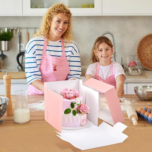 12Pcs 6x6x6 Inches Small Cake Boxes, Pink Square Bakery Boxes with Window, Mini Cake Containers for Pastries, Cookies, Chocolates, Cupcakes, Birthday Party, Valentine's Day Cajas Pasteles in Saudi Arabia