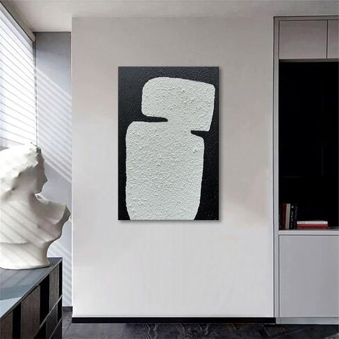 zoinart اليدوية أبيض وأسود الشاطئ جدار الفن 24x36 بوصة الحديثة مجردة البحر جدار الفن الكوارتز الرمال محكم جدار اللوحة لغرفة المعيشة غرفة نوم جدار ديكور in Kuwait