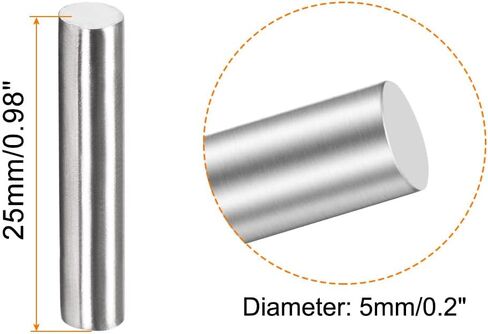 304 Stainless Steel Solid Round Rod, [for Drift Punches Various Shaft DIY Craft Model Plane Model Ship Model Cars] - 5mmx25mm / Silver Tone / 20 Pcs in Saudi Arabia