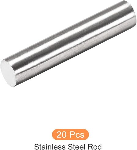 304 Stainless Steel Solid Round Rod, [for Drift Punches Various Shaft DIY Craft Model Plane Model Ship Model Cars] - 5mmx25mm / Silver Tone / 20 Pcs in Saudi Arabia