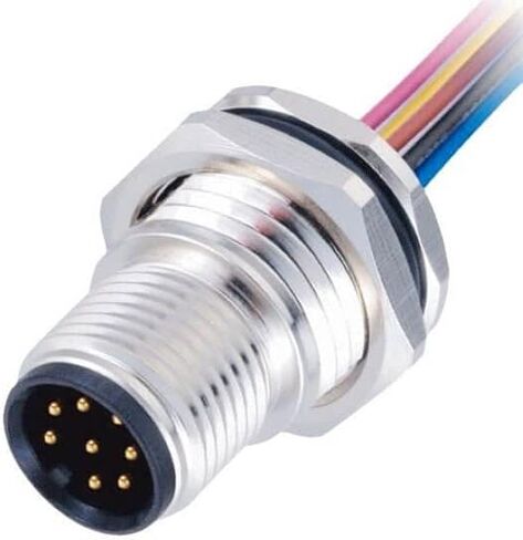 M12 Assembly Cable Screw Mounting M16 Thread with Wire AWG26 1M Shield (A Code 12 Pin Female Back Mount) in Saudi Arabia