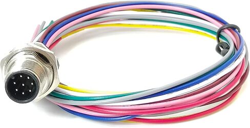 M12 Assembly Cable Screw Mounting M16 Thread with Wire AWG26 1M Shield (A Code 12 Pin Female Back Mount) in Saudi Arabia