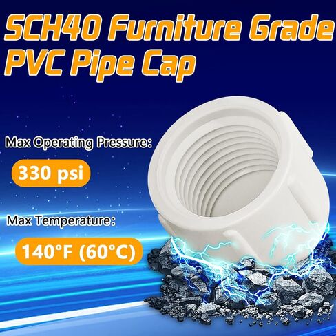 15 قطعة من قابس غطاء نهاية الأنبوب الأبيض PVC، محول تركيب وصلة توصيل الأنابيب البلاستيكية 1/2in NPT، موصل غطاء نهاية الماء الملولب PVC in Saudi Arabia