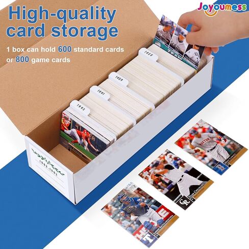 صندوق تخزين بطاقات التداول مع فواصل، صندوق منظم بطاقات من الورق المقوى للبيسبول والرياضة والألعاب ومجموعة بطاقات اللعب، عبوة من 3 قطع، أبيض وبني in Kuwait
