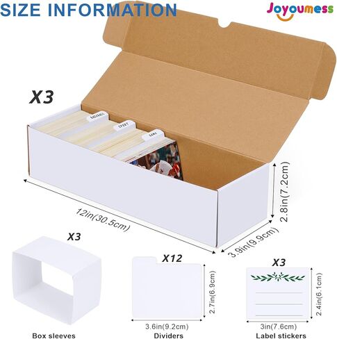 صندوق تخزين بطاقات التداول مع فواصل، صندوق منظم بطاقات من الورق المقوى للبيسبول والرياضة والألعاب ومجموعة بطاقات اللعب، عبوة من 3 قطع، أبيض وبني in Kuwait