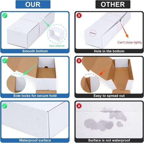 صندوق تخزين بطاقات التداول مع فواصل، صندوق منظم بطاقات من الورق المقوى للبيسبول والرياضة والألعاب ومجموعة بطاقات اللعب، عبوة من 3 قطع، أبيض وبني in Kuwait