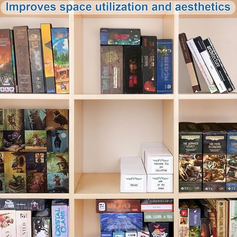 صندوق تخزين بطاقات التداول مع فواصل، صندوق منظم بطاقات من الورق المقوى للبيسبول والرياضة والألعاب ومجموعة بطاقات اللعب، عبوة من 3 قطع، أبيض وبني in Kuwait