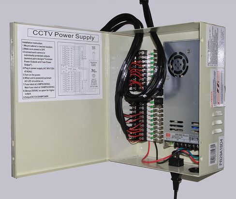 18 Outputs 30 Amp 12V DC PTC CCTV Distributed Switching Power Supply Box for Security Camera w/Key, UL Listed in Kuwait