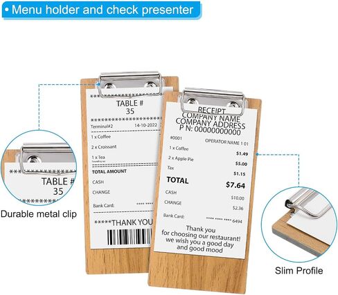 PATIKIL Check Presenters for Restaurants, 10Pcs Mini Clipboard Wood Check Holder Half Page Menu Holder for Restaurant Cafe Waitress Guest Check Server, Wood in Saudi Arabia