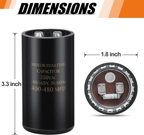 400-480 uf/MFD 250V VAC 50/60 Hz AC Electric Round Start Capacitor Universal Replacement for Electric Motor Applications in Kuwait