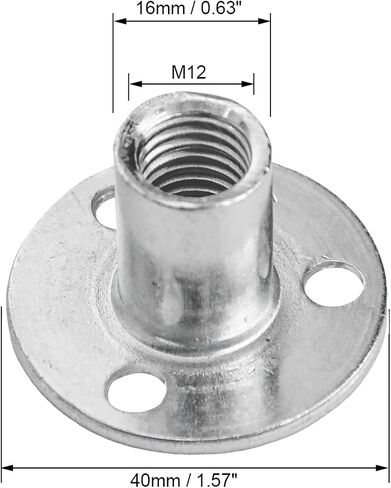 5Pcs M12 Tee Nut Carbon Steel T-Nuts Furniture Hardware Flange Insert Female Thread with Round Base 5pcs (M12) in Saudi Arabia