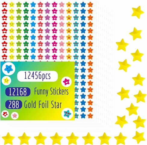 12456 Pcs Happy Face Star Stickers Mega Bundle in 14 Colors and 10 Designs for Reward Behavior Chart (Each Measures 3/8") in Saudi Arabia