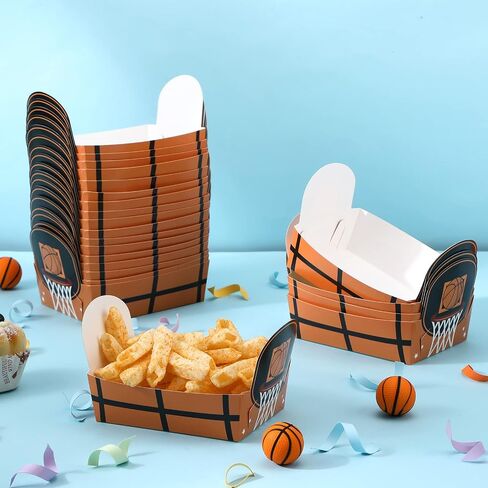 Hoolerry 2lb Sports Ball Party Decorations Paper Food Trays Disposable Food Boats Serving Trays Ball Theme Birthday Party Decorations Supplies(Orange Football Style, 120 Pcs) in Saudi Arabia