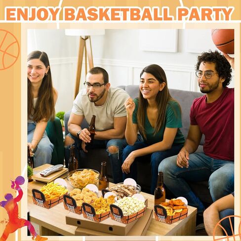 Hoolerry 2lb Sports Ball Party Decorations Paper Food Trays Disposable Food Boats Serving Trays Ball Theme Birthday Party Decorations Supplies(Orange Football Style, 120 Pcs) in Saudi Arabia