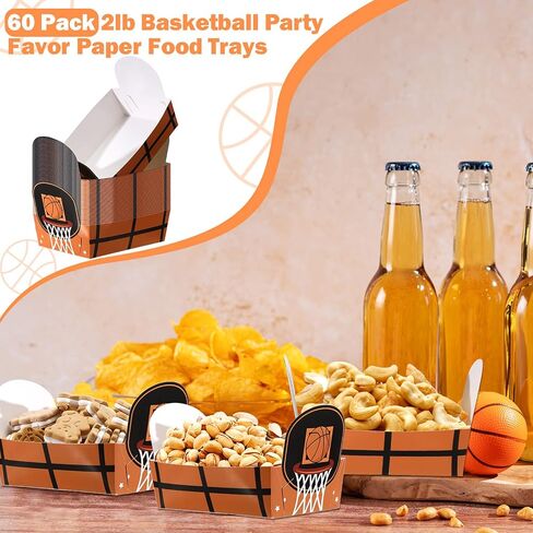 Hoolerry 2lb Sports Ball Party Decorations Paper Food Trays Disposable Food Boats Serving Trays Ball Theme Birthday Party Decorations Supplies(Orange Football Style, 120 Pcs) in Saudi Arabia