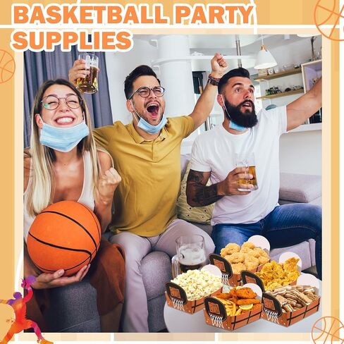 Hoolerry 2lb Sports Ball Party Decorations Paper Food Trays Disposable Food Boats Serving Trays Ball Theme Birthday Party Decorations Supplies(Orange Football Style, 120 Pcs) in Saudi Arabia
