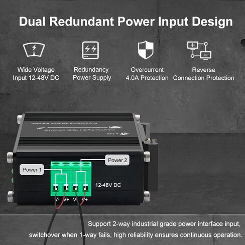 محول وسائط جيجابت صناعي صغير للاستخدام في الهواء الطلق Din Rail Mount تصلب 10/100/1000 ميجابت في الثانية RJ45 Ethernet إلى محول الألياف البصرية مع 100Base-FX أو 1000Base-FX Auto Sensing SFP Port 12 ~ 48V DC Input in Kuwait