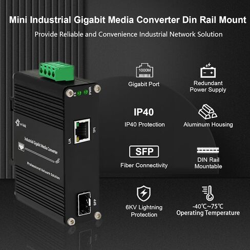محول وسائط جيجابت صناعي صغير للاستخدام في الهواء الطلق Din Rail Mount تصلب 10/100/1000 ميجابت في الثانية RJ45 Ethernet إلى محول الألياف البصرية مع 100Base-FX أو 1000Base-FX Auto Sensing SFP Port 12 ~ 48V DC Input in Kuwait