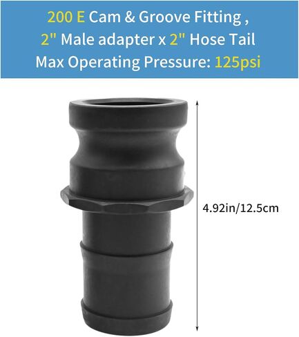 2Pcs E-200 2 Inch Camlock Coupling Kit, Polypropylene External Camlock with External Threads, Suitable for Industrial Chemical Pipelines in Saudi Arabia