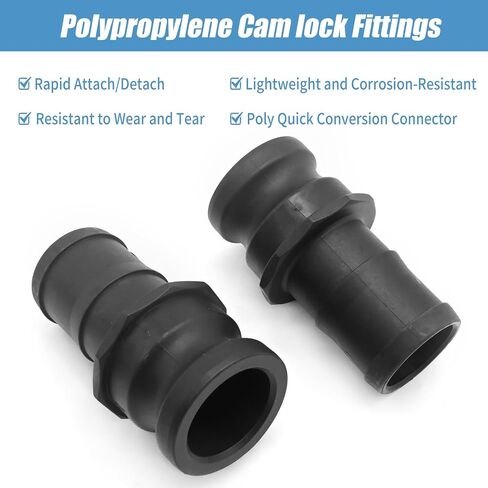 2Pcs E-200 2 Inch Camlock Coupling Kit, Polypropylene External Camlock with External Threads, Suitable for Industrial Chemical Pipelines in Saudi Arabia