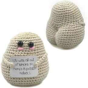 Crochet Positive Potatoes Cute Big Bun Potato Fun Mini Handmade Wool Knitting Encouragement Novelty Gifts (Big Bun Potato 1)