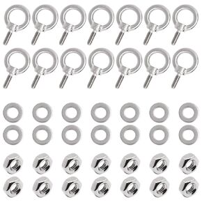 Eye Bolts with Nuts 14sets, M4 Stainless Steel Eye Bolt Eyebolt with Nut, Heavy Duty Stainless Eye Bolt Shoulder Lifting Eye Bolt Screw Thread with Lock Nuts Washers (14, M4)
