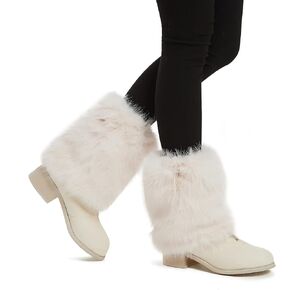 Fur Leg Warmers Furry Faux Fur Winter Leggings Boot Cuffs Toppers for Women