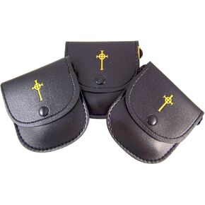 Black Leather Medium Strap Burse with Gold Stamped Cross, Pack of 3