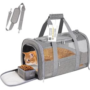 Pet Carrier Airline/TSA Approved Small Dogs, Kitten, Carriers for Small Medium Cats Under 15lb, Collapsible Soft Sided Cat Travel Carrier-Grey