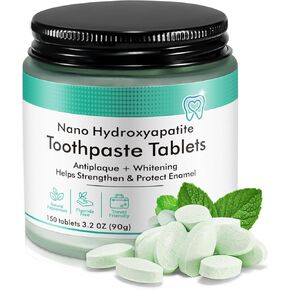 Toothpaste Tablets with Nano Hydroxyapatite,Chewable Toothpaste Tablets for Sensitive Teeth,Fluoride Free and Teeth Whitening for Adult & Kids Oral Care-3.2 0Z