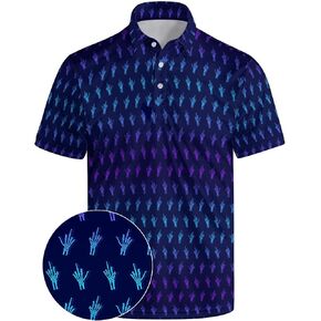 Men’s Golf Polo Shirts - Hawaiian Print Golf Shirt for Men Quick-Dry Moisture Wicking Casual Breathable Polo Shirt