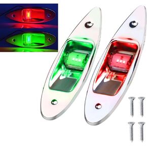 Boat Navigation Lights, 12V Stainless Steel Marine Navigation Lights，Waterproof Red & Green LED Marine Boat Yacht Sailing Signal Warning Light