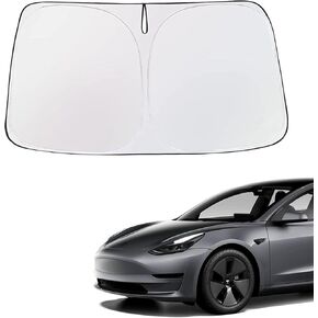Topfit for Model Y Sunshade Roof Window Insulation UV Rays Protection Sun Shade for Tesla Model Y Heat Blocking Shades Shading Rate 99% (Off-White Painted Silver)