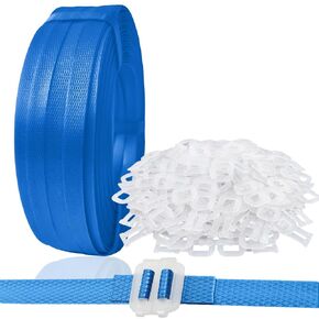 Banding Strapping Kit, Plastic Strapping Packaging Strapping Tool Kit, Box Packing Strapping Kit with 500 Ft Lenght 1/2" Poly Strapping Packaging Straps & 100 Strapping Clips (Blue)