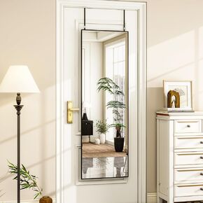 HARRITPURE 14"x48" Rectangular Full Length Mirror Aluminum Frame Full Body Mirrors Wall & Leaning Dressing Mirror for Living Room Bedroom Cloakroom,Black