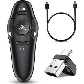 2-in-1 USB Type C Presentation Clicker Wireless Presenter Remote Clicker for PowerPoint Presentations with Laser Pointer, RF 2.4GHz USB C PowerPoint Clicker Slide Advancer for Computer/Mac/Laptop in Kuwait