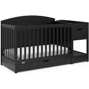 سرير أطفال قابل للتحويل 5 في 1 من STORK CRAFT Graco Bellwood مع درج (أبيض) - درج تخزين كامل الحجم معتمد من GREENGUARD Gold، يتحول إلى سرير طفل صغير وسرير كامل الحجم in Kuwait
