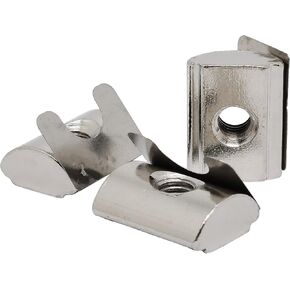 20pcs 4545 Series M6 Half Round Roll in Spring T Nuts with Spring Sheet,Roll in Spring Loaded T Nut,Carbon Steel 4.8 Grade