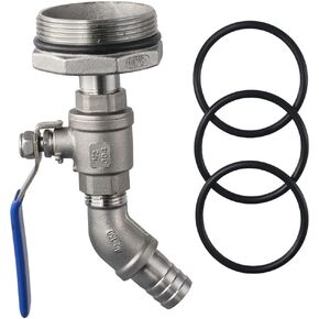 Barrel Faucet,Stainless Steel Portable Silver 2" Drum Faucet Durable Rain Barrel Spigot 55 Gallon Drum