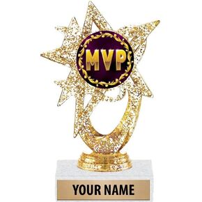 5.5" Gold Glitter MVP Trophies, Custom Astral Star MVP Trophy Award Prime