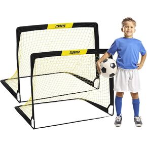 2-Pack 4'x3' Portable Kid Soccer Goals - Pop Up Design for Backyard, Indoor, and Outdoor Play - Youth Training Set with Carrying Case
