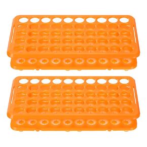 PATIKIL 50 Wells Tube Rack, 2 Pcs Vial Rack Double Layer Centrifuge Tube Holder for Microcentrifuge Tubes 5,10,15ml, Orange