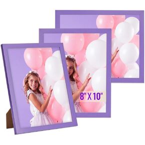TWING 8x10 Picture Frames 3 Set,Hanging Purple Frames with Mat for Gallery Wall Decor, Horizontal/Vertical Tabletop Photo Frame