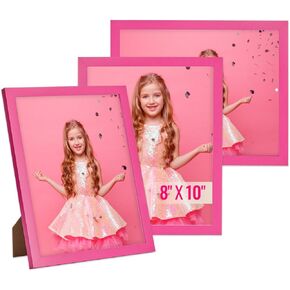 TWING 8x10 Pink Picture Frames Set of 3,Tabletop Photo Frames with Mat for Gallery Wall Decor, Hanging Horizontal/Vertical Display